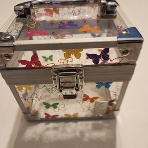 Vintage Caboodles Clear  Mini Box with Multicolor Butterfly Design